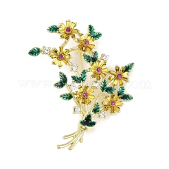 菊の花のエナメルピン  バックパック服用合金ブローチ  ゴールドカラー  58.5x49.5mm&nbsp;JEWB-B035-01G