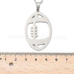 201 Stainless Steel Hollow Rugby Pendant Necklaces&nbsp;NJEW-D318-01P