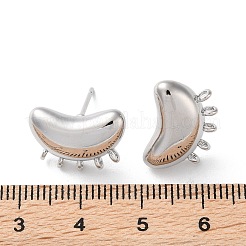 真鍮製スタッドピアスパーツ  カン付き  プラチナ  11x16x4mm  穴：1.2mm  ピン：0.5mm&nbsp;KK-A215-02P
