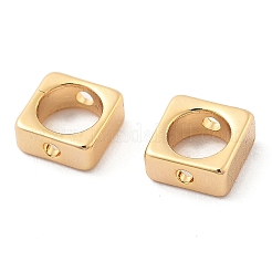 真鍮製のビーズフレーム  正方形  18KGP本金メッキ  5x5x2mm  穴：1mm&nbsp;X-KK-G516-16G