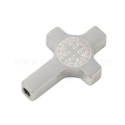 304ステンレススチールビーズ  クロス と cssml ndsmd クロス ゴッド ファーザー  ステンレス鋼色  20x13x3.3mm  穴：2mm&nbsp;STAS-E547-04P