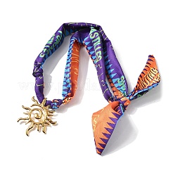304 Stainless Steel Sun Pendant Adjustable Polyester Ribbon Necklaces for Women&nbsp;NJEW-F349-02G