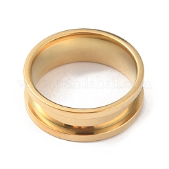 201ステンレススチールの溝付き指輪  ゴールドカラー  内径：18.8mm&nbsp;RJEW-WH0004-32D-G