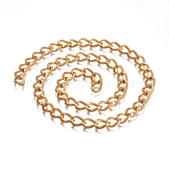 304ステンレススチールカーブチェーン  溶接されていない  ゴールドカラー  12x8x2mm&nbsp;CHS-I004-12G