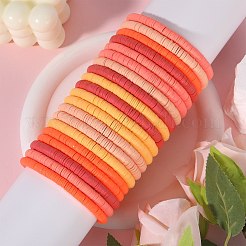 ポリマークレイ ヘイシ サーファー ストレッチ ブレスレット セット  重ね付けできるプレッピーブレスレット  砂茶色  内径：2インチ（5.2cm）  4個/カラー  5色  20個/セット&nbsp;BJEW-SW00126