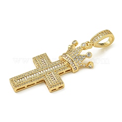 Rack Plating Brass Micro Pave Clear Cubic Zirconia Pendants&nbsp;KK-Z067-03G-03