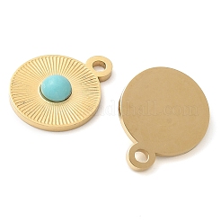 Synthetic Turquoisel Flat Round Charms&nbsp;STAS-Q345-33G