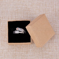 厚紙のジュエリーボックス  リングのために  正方形  淡い茶色  5x5x3.2cm&nbsp;CBOX-R036-09