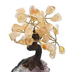 Natural Yellow Quartz Chips Tree Sculpture&nbsp;DJEW-K026-01B