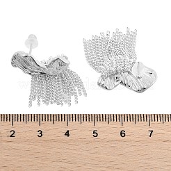 Butterfly Wing Brass Tassel Stud Earrings for Women&nbsp;EJEW-U055-16PS