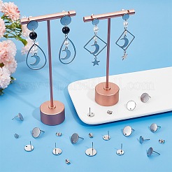 36Pcs 3 Size Flat Round 304 Stainless Steel Stud Earring Findings&nbsp;STAS-SP0001-59P