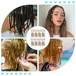 ロンデルプラスチックビーズ & プラスチックトプシーテールヘアスタイリング編みツール  女性の女の子のために  ミックスカラー  11.5x9mm  穴：5.5mm  48個/箱&nbsp;DIY-WH0011-44A