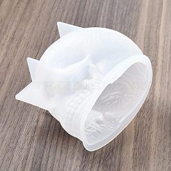 ハロウィンテーマのキャンドルシリコン型  装飾用シリコン  スカル  ホワイト  73x108mm  高差83mm&nbsp;DIY-U005-06C
