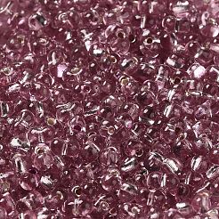 焼付塗装ガラスシードビーズ  ピーナッツ  淡いバイオレットレッド  3.5~4x2~2.5x2~2.3mm  穴：0.8mm  約8000個/ポンド&nbsp;SEED-K009-03B-10