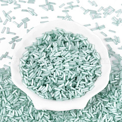 ガラス竹ビーズ  模造キャットアイ  ミディアムアクアマリン  6.5~7x1.5~2mm  穴：0.8~1mm  約13636個/ポンド&nbsp;SEED-N007-28F