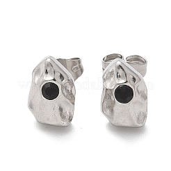 304ステンレススチールスタッドピアス  ラインストーン付き  ナゲット  ステンレス鋼色  10x6.5mm&nbsp;EJEW-F361-08P