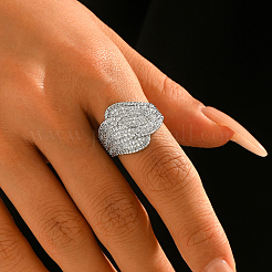 Brass Micro Pave Cubic Zirconia Finger Rings for Women&nbsp;HZ2208