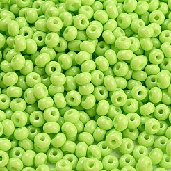 模造翡翠 3/0個 ガラスシードビーズ  光沢  焼き付け塗料  ラウンド  緑黄  5.5x3.5mm  穴：1.5mm&nbsp;SEED-Z001-A-B02