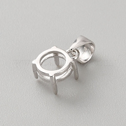 スターリングシルバーのラインストーンクローペンダントセッティング925個  フラットラウンド  プラチナ  トレイ：6mm  8x6x4.5mm  穴：3.5x3mm&nbsp;LS-STER-WH0004-072B-P