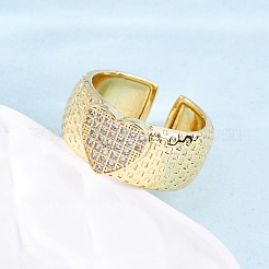 Brass Micro Pave Clear Cubic Zirconia Cuff Rings&nbsp;RJEW-U047-18G