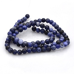 天然石ソーダライトラウンドビーズ連売り  4mm  穴：1mm  約84個/連  15インチ&nbsp;G-N0120-19-4mm