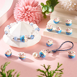9Pcs Handmade Printed Porcelain Beads&nbsp;PORC-TADJ0001-01J