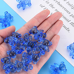 透明なアクリルビーズ  クマ  ブルー  26.5x24.5x15mm  穴：3mm&nbsp;X-MACR-S373-71-B03