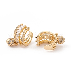 Clear Cubic Zirconia Cuff Earrings with Round Ball Charm&nbsp;KK-E005-19G