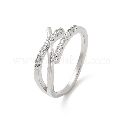 Letter X Shaped Clear Cubic Zirconia Cuff Rings&nbsp;RJEW-G337-09P
