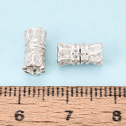 スターリングシルバーとクリアキュービックジルコニアのスクリュー留め具925個  花  スタンプ925個付き  銀  10x5mm  穴：2mm&nbsp;STER-T008-78S