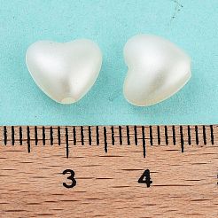 ABS プラスチック模造パールビーズ  ハート  ホワイト  9x10x5.5mm  穴：1.5mm  約2053個/500g&nbsp;MACR-K350-13
