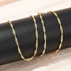 1.7mm真鍮シンガポールチェーンネックレス（女性・男性用）  24KGP本金メッキ  17.68インチ（44.9cm）&nbsp;NJEW-G174-02G