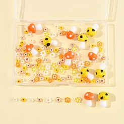 156個 10種類の手作りミルフィオリガラスビーズ  花＆キノコ  ミックスカラー  3.7~16x2.5~12mm  穴：1~2mm&nbsp;LAMP-FS0001-32