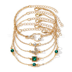 5Pcs 5 Styles Alloy Chain Bracelet & Bangle Set for Women&nbsp;WG6073F-01