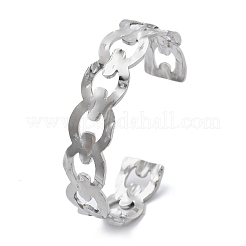 女性用304ステンレススチール中空カフバングル  ステンレス鋼色  内径：2-3/8x1-7/8インチ（6.1x4.8cm）&nbsp;BJEW-B108-05G