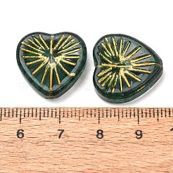 手作りランプワークビーズ  ハート  濃い緑  18.5x18.5x5.5mm  穴：1.4~1.5mm  約34個/袋&nbsp;LA-CBAA1BE-03G