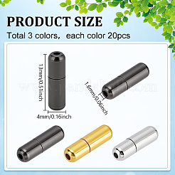 真鍮カプセル靴紐バックル 3色 60個  ノーネクタイシューズアクセサリー  ミックスカラー  13x4mm  穴：1.6mm  20個/カラー&nbsp;FIND-PH0026-19A