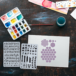 16Pcs Letter Geometric Plastic Drawing Painting Stencils&nbsp;DIY-WH0320-25