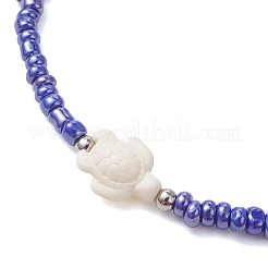 15Pcs 15 Colors Summer Beach Dyed Synthetic Turquoise Turtle with Glass Beaded Anklets&nbsp;AJEW-AN00776