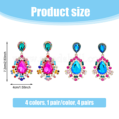 2 Pairs 2 Colors Rhinestone Teardrop Dangle Stud Earrings&nbsp;EJEW-FI0001-99