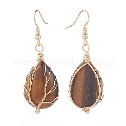 Teardrop Gemstone with Tree Dangle Earrings&nbsp;EJEW-JE04867