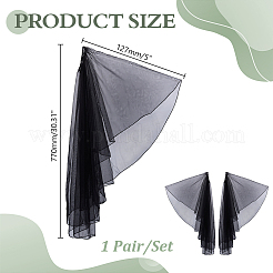 花嫁用シフォンレースオーバースリーブ1組  ブラック  500x170x5mm&nbsp;AJEW-HY0003-50