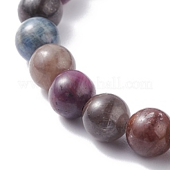 8mm Natural Red Corundum/Ruby & Sapphire Round Beads Stretch Bracelet&nbsp;BJEW-JB07153