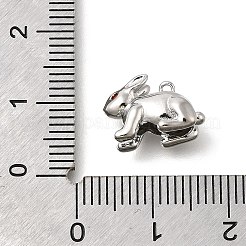真鍮製マイクロパヴェキュービックジルコニアペンダント  ウサギのチャーム  プラチナ  9x13.5x7mm  穴：0.9mm&nbsp;X-KK-U061-02P