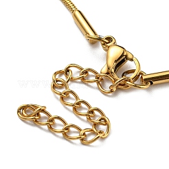 Ion Plating(IP) 304 Stainless Steel Round Snake Chain Bracelet with Oval Beaded&nbsp;BJEW-E088-03G