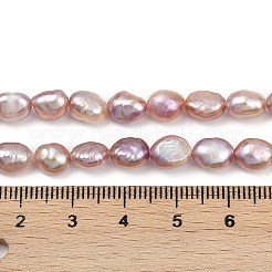天然養殖淡水パールビーズ連売り  研磨両側  グレード3 A  ロージーブラウン  5~6mm  穴：0.6mm  約45~46個/連  13.23~13.50''（33.6~34.3センチメートル）&nbsp;PEAR-P064-20H-03E
