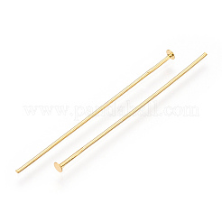 真鍮製平頭ピン  長持ちメッキ  本金メッキ  ニッケルフリー  18KGP本金メッキ  40x0.7mm  ヘッド：2mm  333個/袋。&nbsp;KK-G331-11-0.7x40