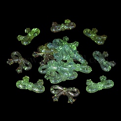 星の付いた蝶結び、UV メッキ、光る虹色のアクリルビーズ  キラキラビーズ  暗闇で光る  ミックスカラー  34x20x6mm  穴：2.5mm&nbsp;LACR-R001-05A