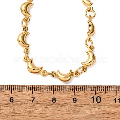 304 Stainless Steel Moon Link Chain Necklaces for Women&nbsp;NJEW-G178-09G