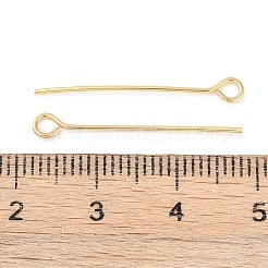 真鍮製アイピン  ジュエリー作りのための  18KGP本金メッキ  26.5x0.7mm  穴：2mm&nbsp;KK-N254-48B-G